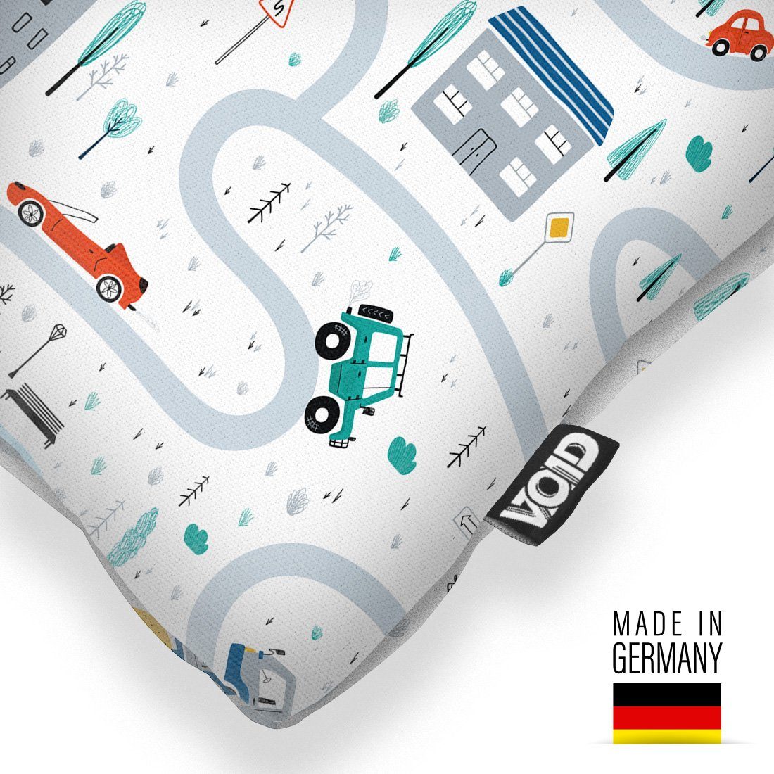 Sofa-Kissen Design VOID Bilder Verkehr Skandinavisches Bus pkw Cabrio Autos Malen Kinderimmer Spielzeugautos Spielteppich Stück), Kinder Spielzeug Kissenbezug, (1