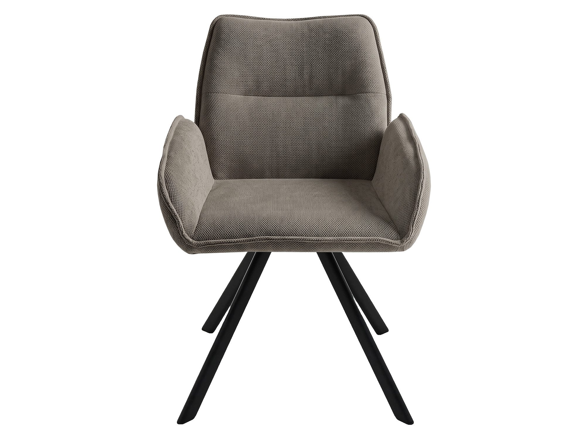 Beautysofa Drehstuhl Zerra Esszimmerstuhl 360° drehbar mit Armlehnen (gepolsterter Esszimmersessel aus Strukturstoff, 1 St), Drehstuhl mit schwarzem Metallgestell