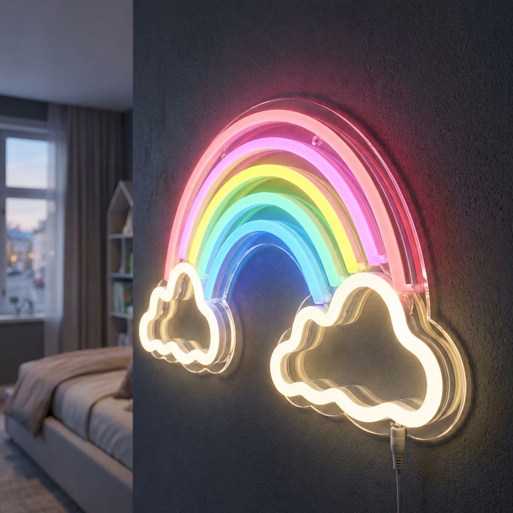 GLOBO LIGHTING LED Wandleuchte, LED-Leuchtmittel fest verbaut, LED Wandleuchte Regenbogenleuchte Kinderzimmerlampe klar opal L 40 cm