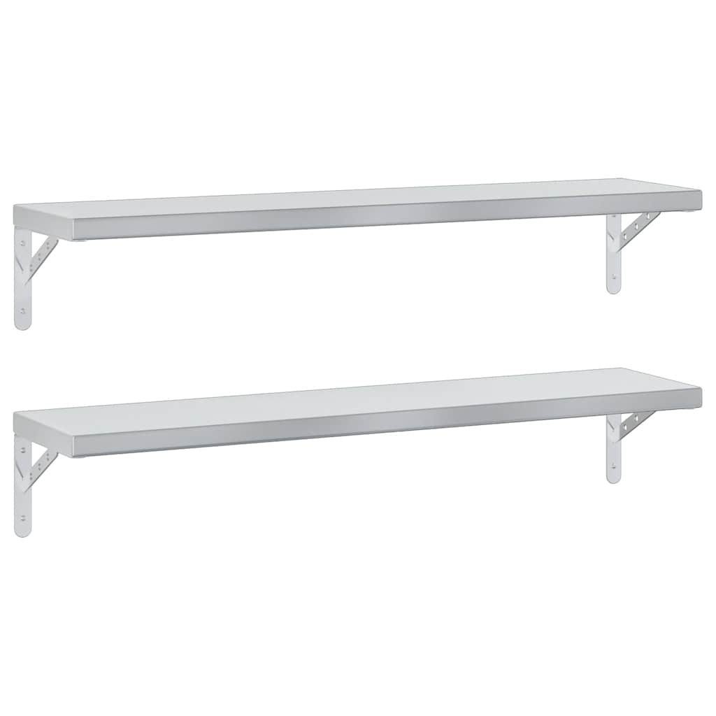 vidaXL Regal Wandregale 2 Stk. 100x23,5 cm Silbern Edelstahl, 1-tlg.