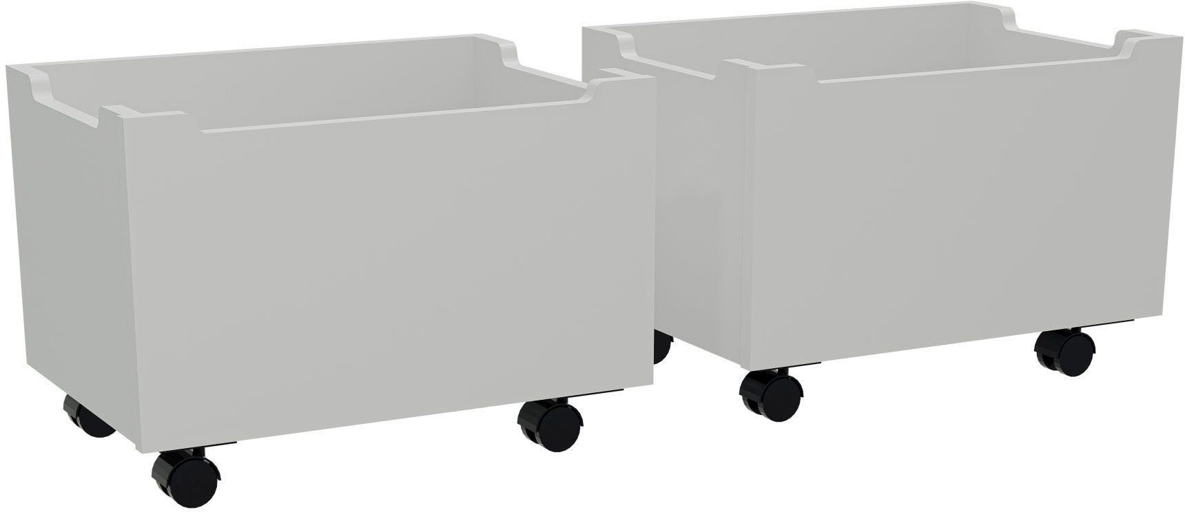 Vipack Container auf Rollen (2-er Set), aus hochwertigem Massivholz, 2 Ausführungen (das Innenmaß von ca.: B: 52xH: 30,5xT: 36cm bietet viel Stauraum) universell und durch die Rollen flexibel in Räumen einsetzbar