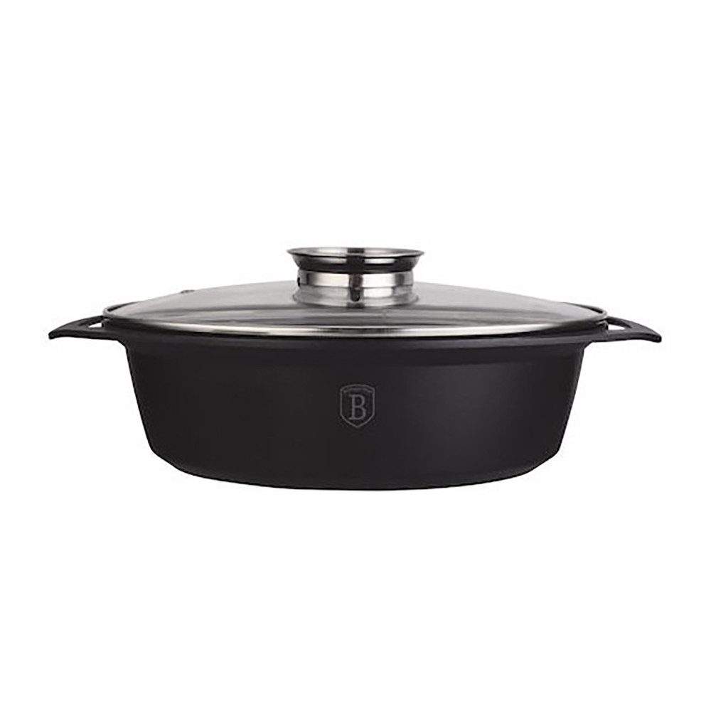 BerlingerHaus Bräter Strong mold, Marmorbeschichtung (Set, 2-tlg), mit Glasdeckel und Aromaknopf