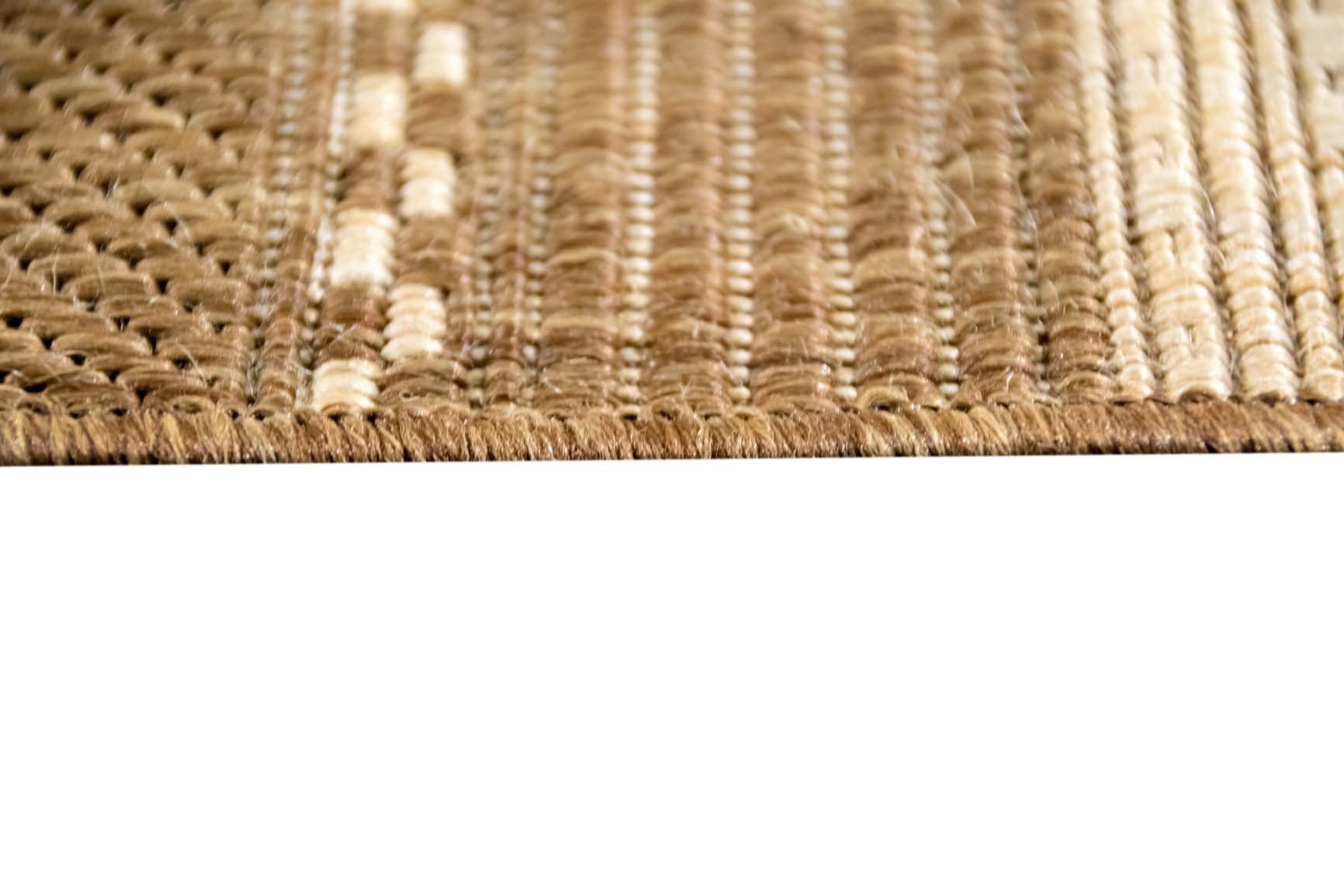 Teppich-Traum, 4 Outdoorteppich rechteckig, Sisal moderner Flachgewebe gestreift Küchenteppich beige, braun Höhe: Optik mm Läufer Teppich