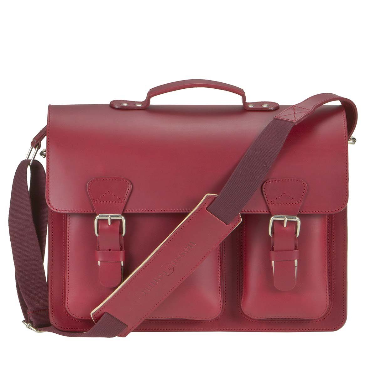 Ruitertassen Aktentasche Classic Adult, 40 cm Lehrertasche mit 2 Fächern, Notebookfach, rustikales Leder rot