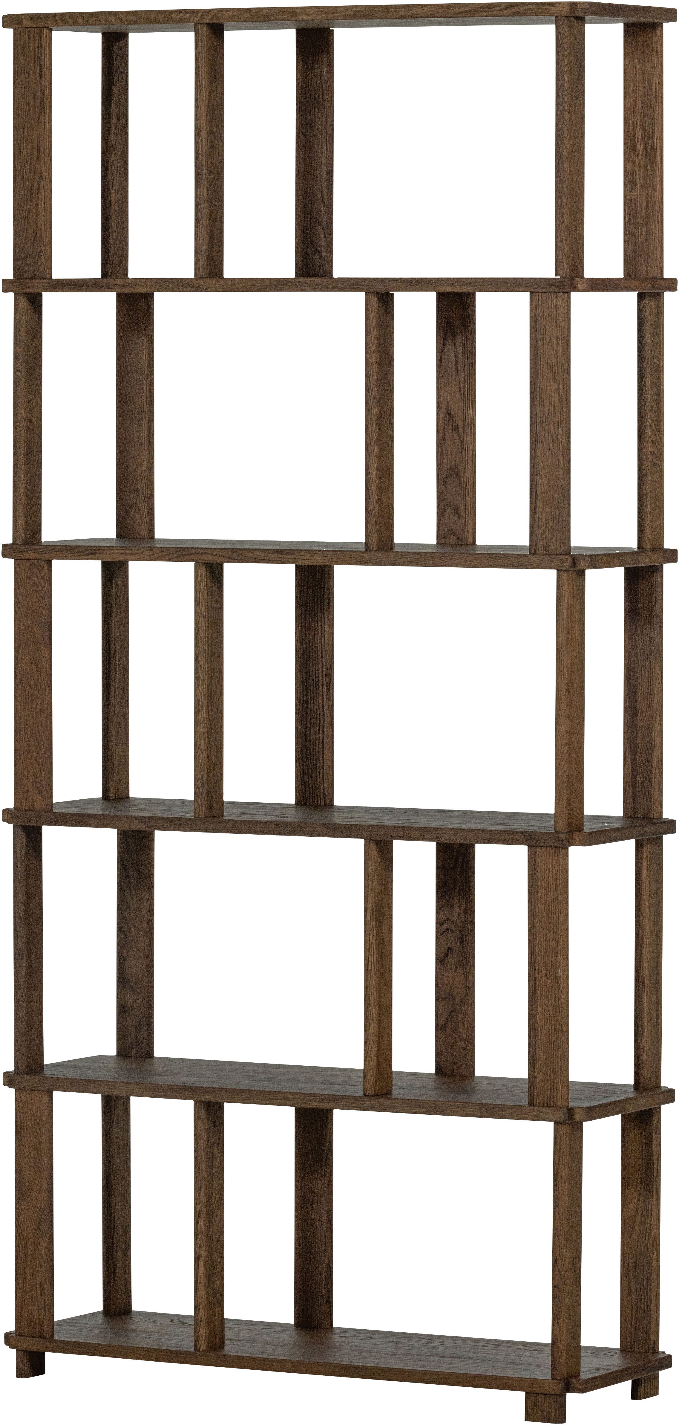 WOOOD Wandregal Riss Eichenholz mit sichtbare Maserung, B 90 x T 30 x H 186 cm, Tragkraft 10 kg pro Einlegeboden, nachbehandelbar, einfach montierbar
