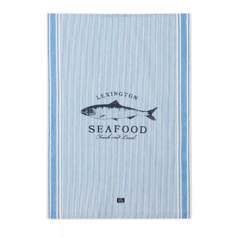 Lexington Geschirrtuch LEXINGTON Trockentuch Seafood Printed (50x Striped Organic Blue Cotton