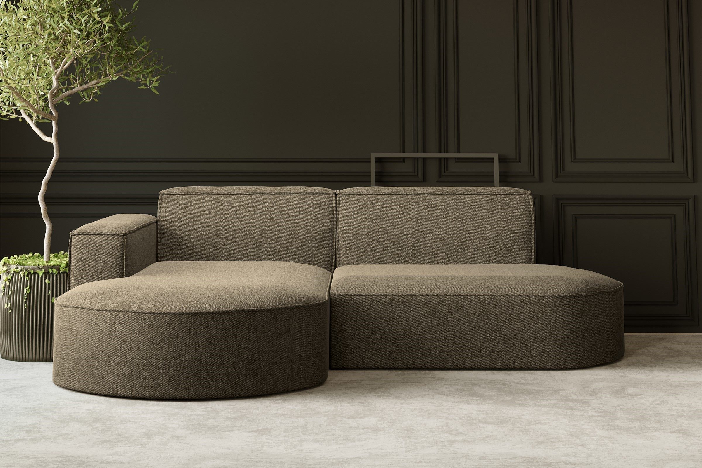 Kaiser Möbel Ecksofa Designer MODENA STUDIO L stoff Cord, Verita,Boucle, Ecksofa, Cord Sofa, L-Form, Links/Rechts wählbar