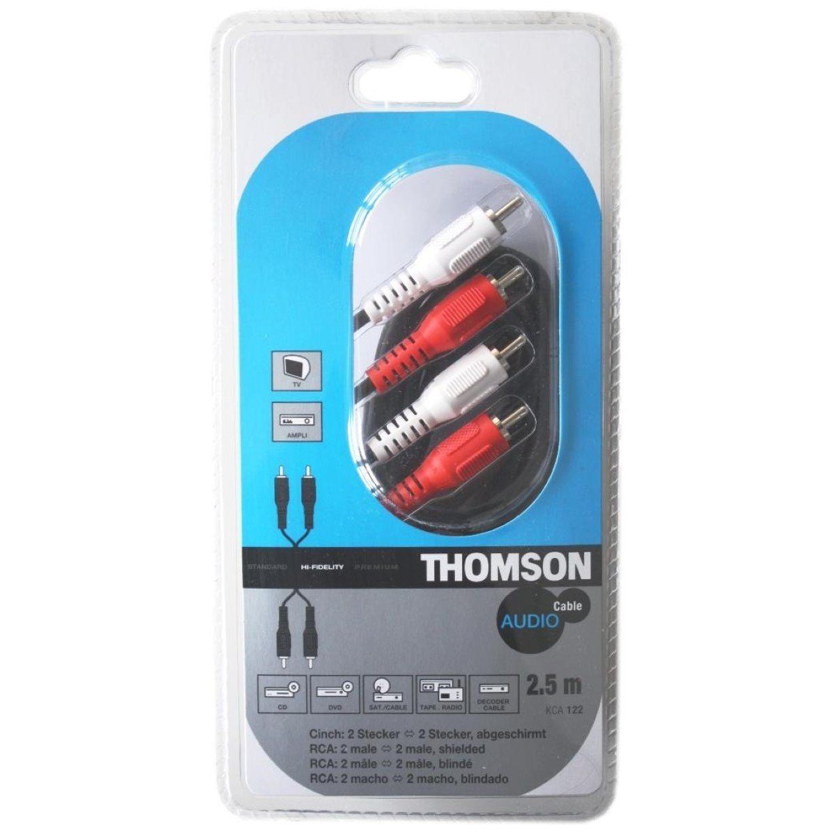 Thomson 2,5m Cinch-Kabel Audio Anschlusskabel Audio-Kabel, Cinch, Audio (250 cm), 2x RCA-Stecker Stereo RCA HiFi Chinch