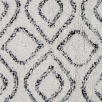 Teppichboden Katie, Bloomingville, rechteckig, Teppich, Weiß Schwarz, Baumwolle, 150 x 90 cm, Rautenmuster, Getuftet