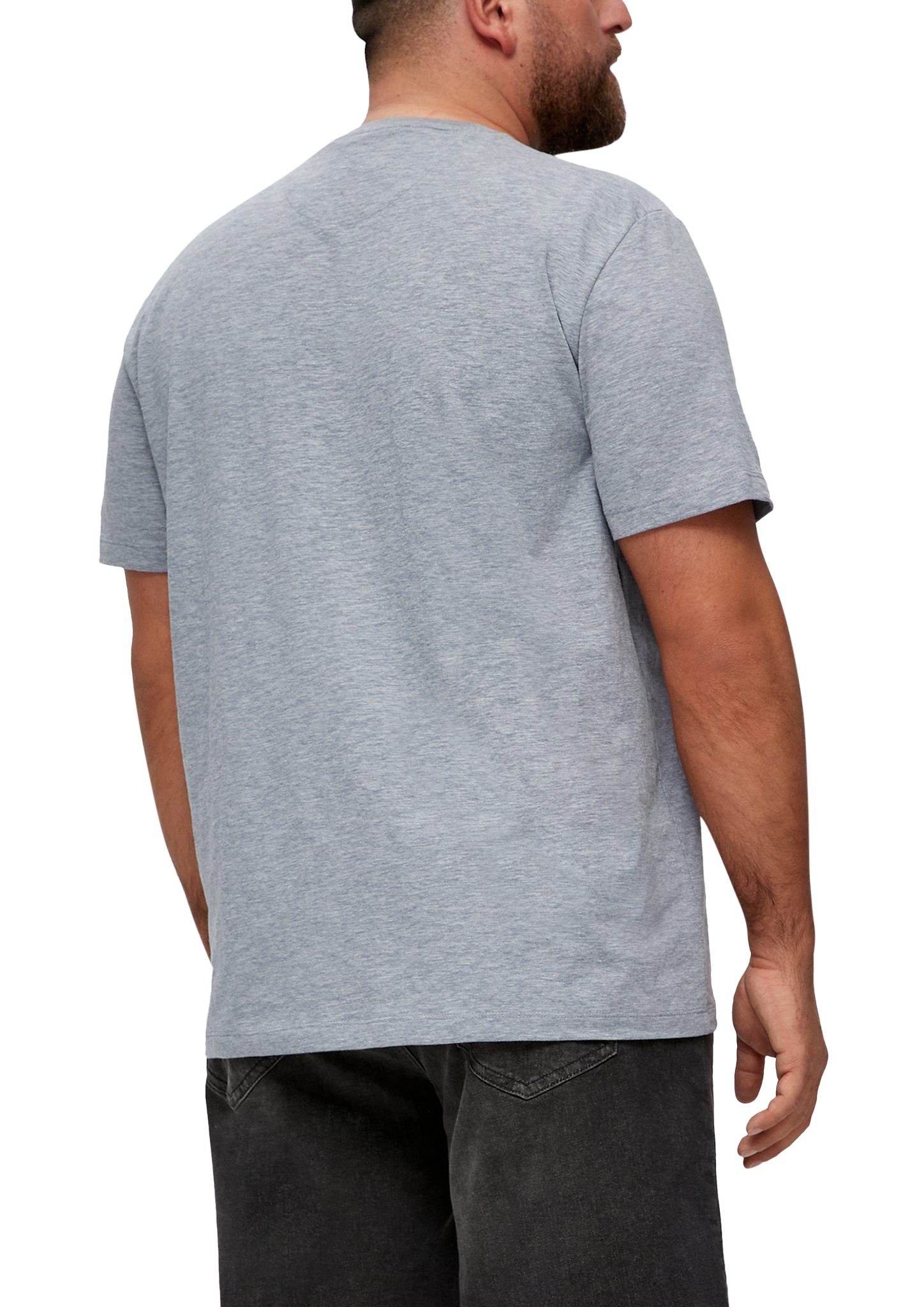 Henleyausschnitt schiefergrau Kurzarmshirt mit T-Shirt s.Oliver