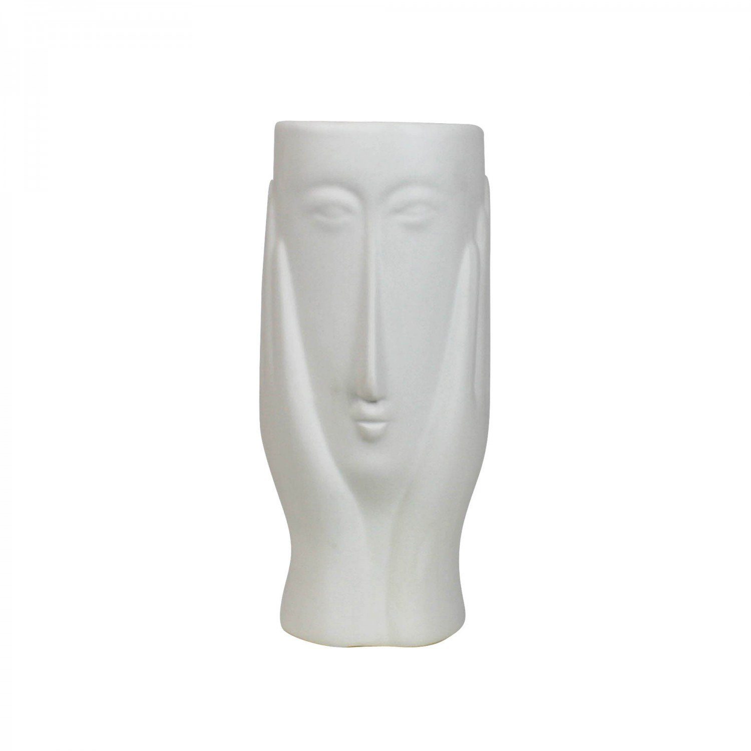 mitienda Dekovase Dekovase aus Keramik weiß 'Mono Face' 20x9 cm