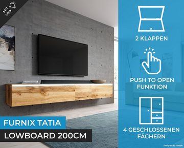 Furnix Lowboard Tatia TV-Schrank Fernsehschrank 200 cm (2x100cm) mit LED, B200 x H34 x T32 cm
