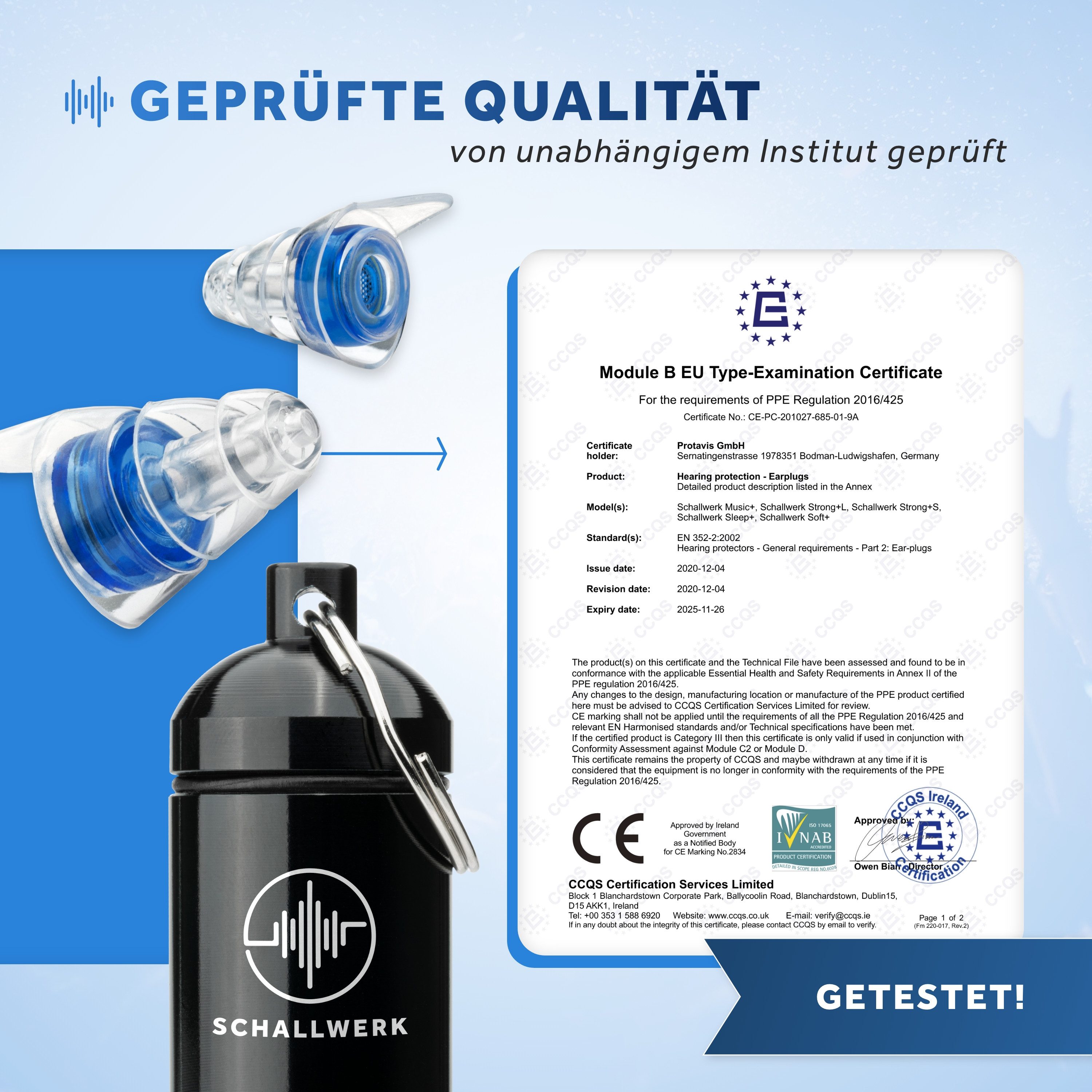 Schallwerk Gehörschutzstöpsel SCHALLWERK ® Music+ Gehörschutz Ohrstöpsel dämpft Lärm