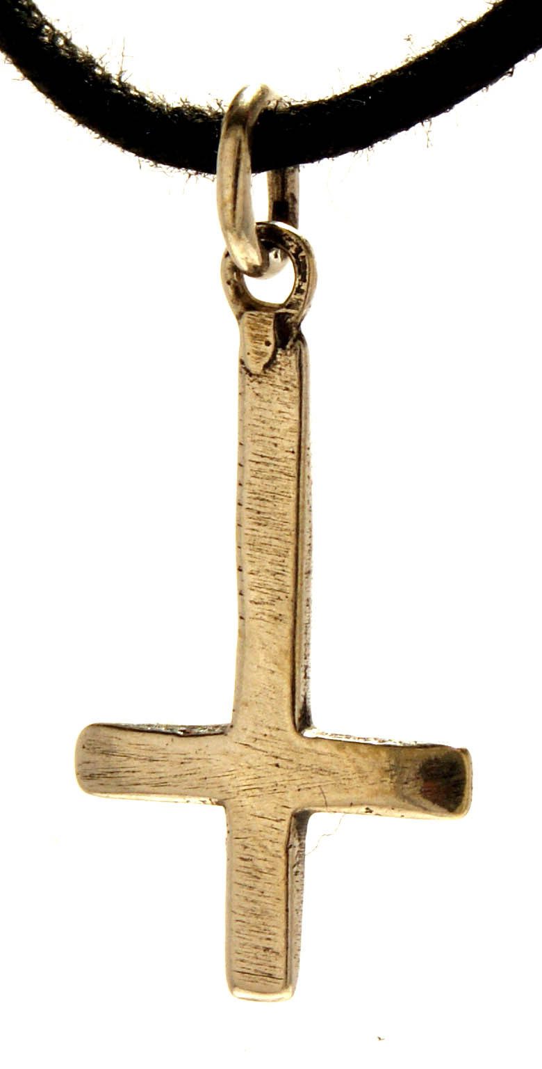 Kettenanhänger umgedrehtes Kreuz Petruskreuz umgekehrtes Satan Anhänger Bronze