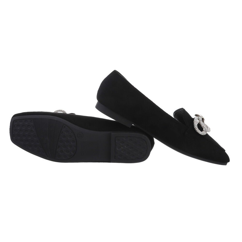 Ital-Design Damen Mokassins Elegant Slipper (81278132) Blockabsatz Mokassins in Schwarz