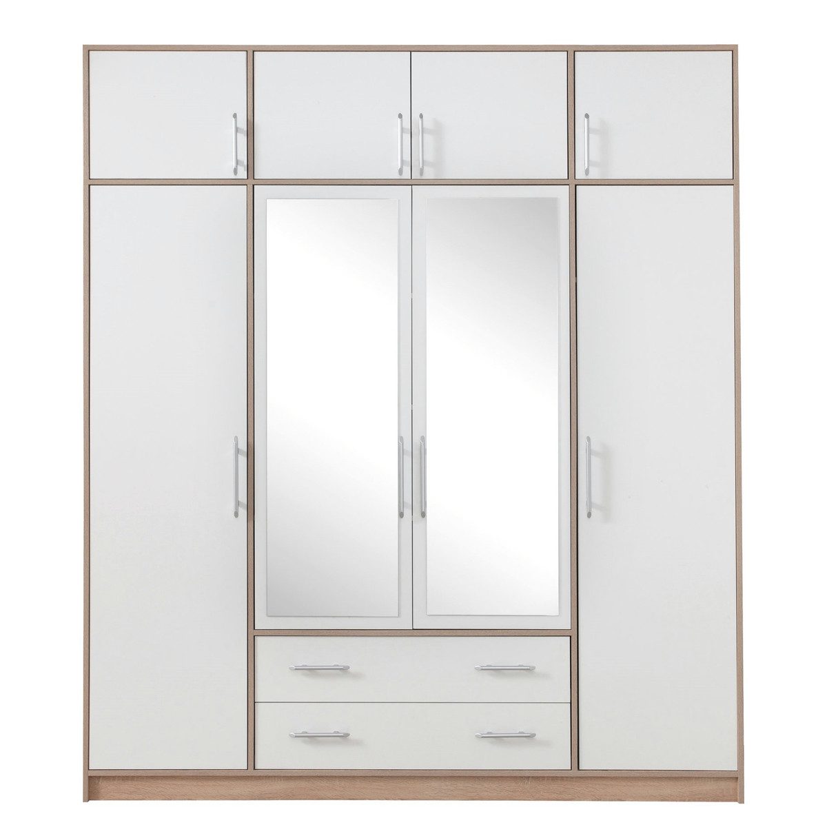 Marmex Möbel Spiegelschrank SMART 1+Spiegel/N Mehrzweckschrank Kleiderschrank 200 x 230 x 56 (2-St) Schrankaufsatz, viel Stauraum, 2 Schubladen