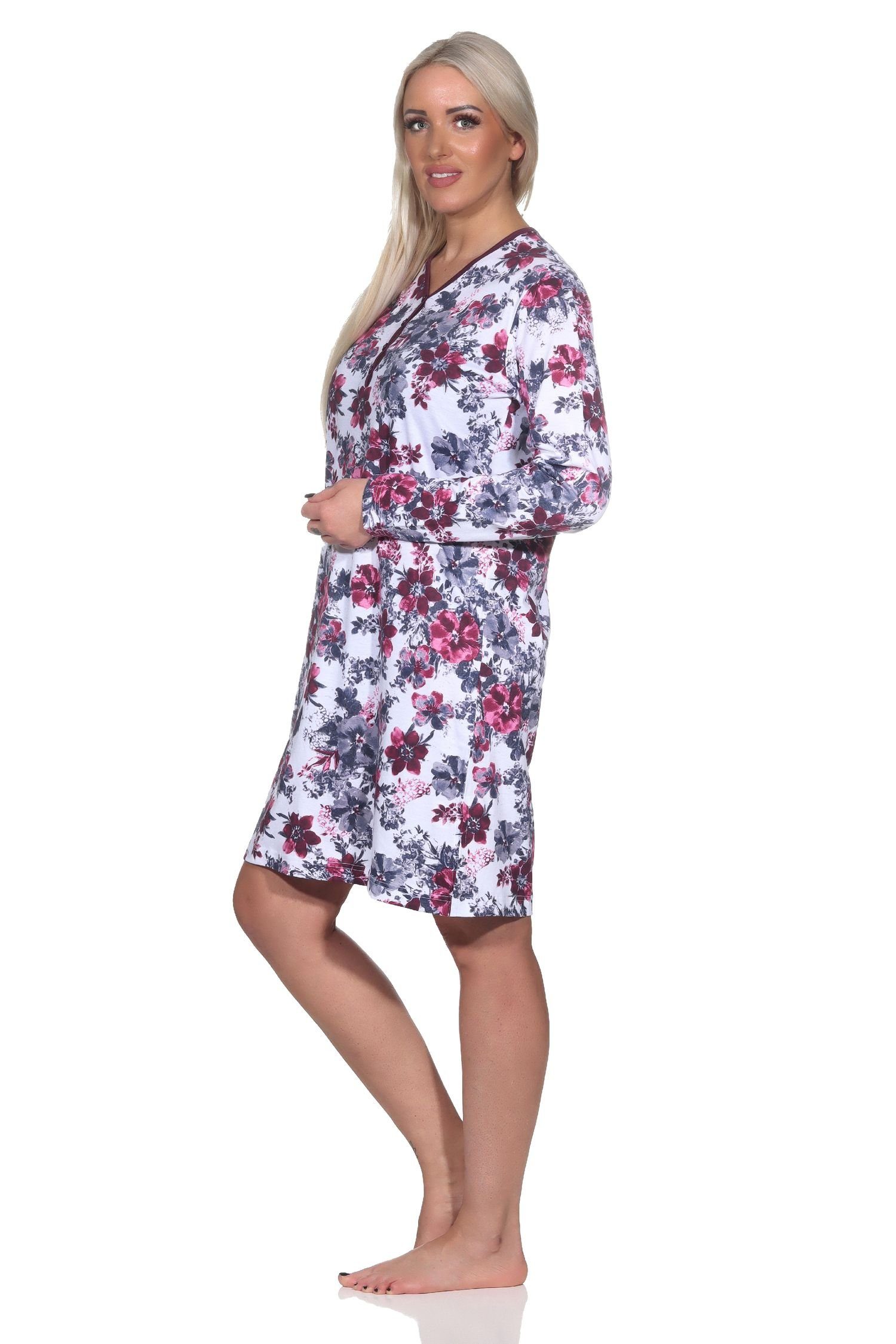 in langarm Nachthemd Design - Nachthemd beere Damen floralem Übergrößen in Normann auch