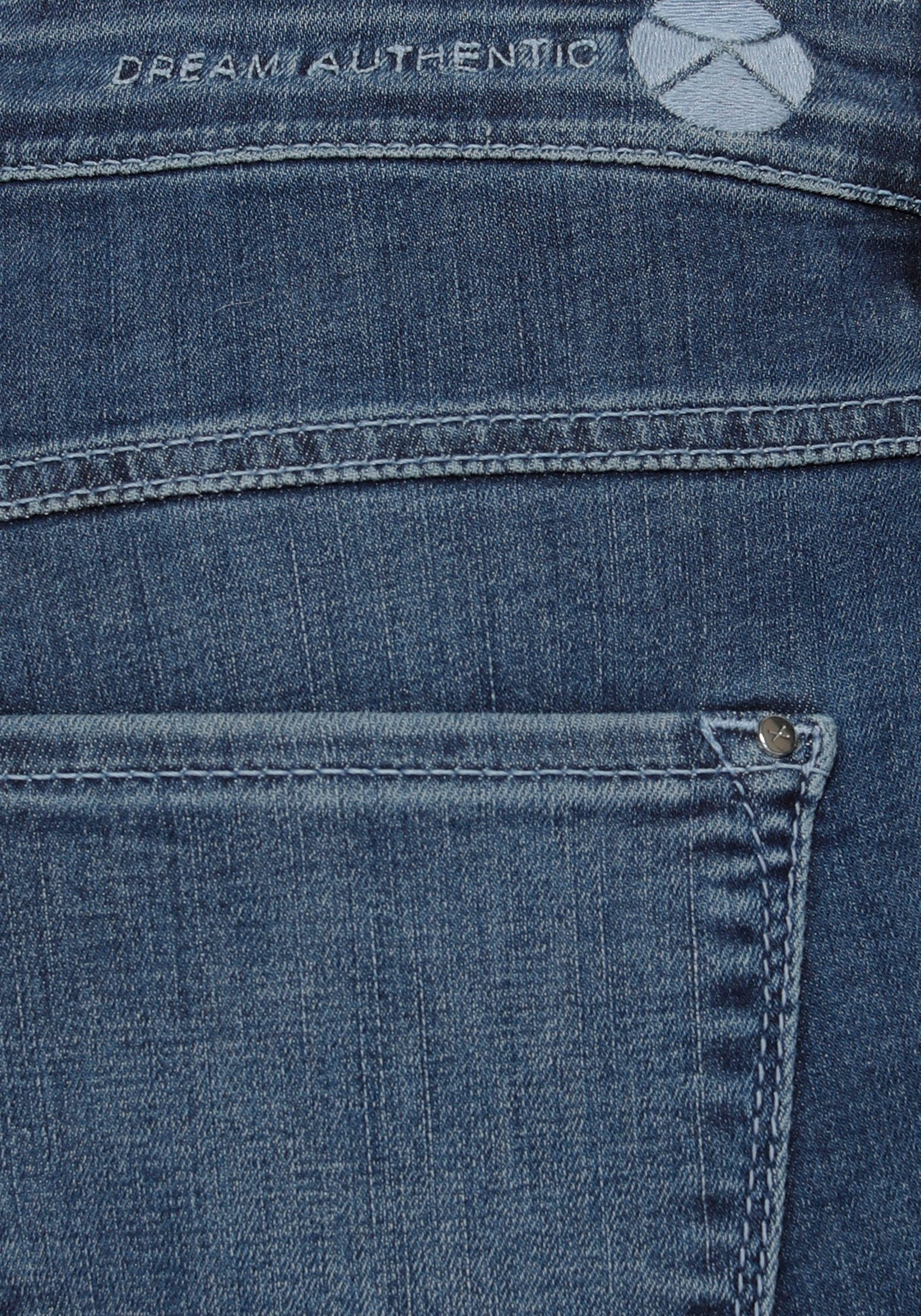 Qualität Hochelastische wash lt. MAC Sitz summer sorgt Skinny-fit-Jeans Skinny perfekten blue den Dream für