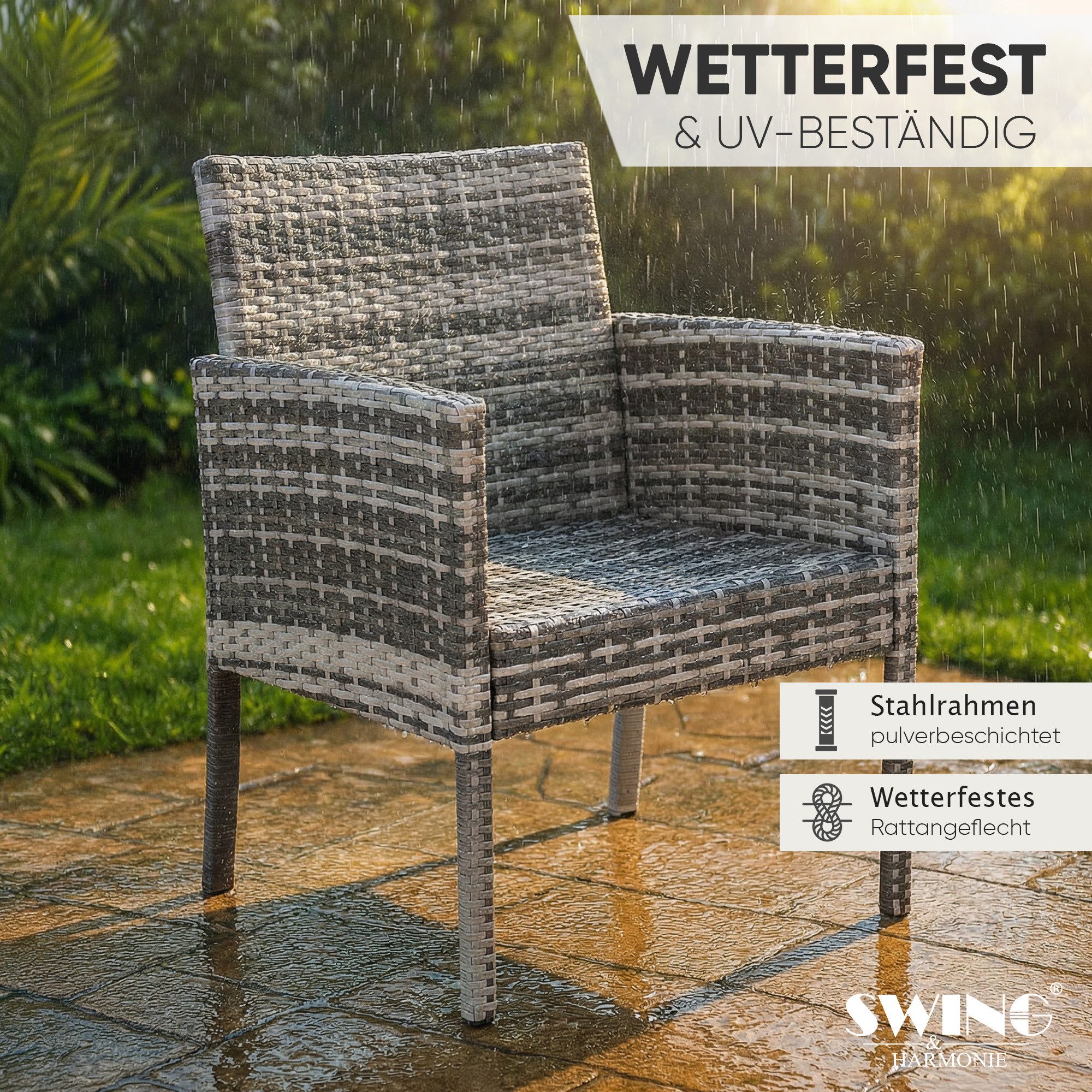 Swing&Harmonie Gartenlounge-Set Rattan Sitzgruppe für 7 Personen Polyrattan, (Set, Esstisch Lounge Sitzgarnitur Essgruppe) – Bild 5 von 5