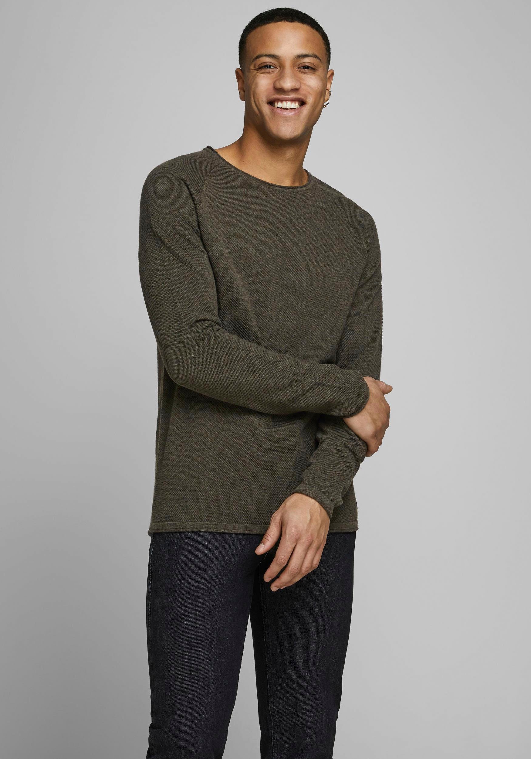 Jack & Jones Rundhalspullover JJEHILL Einfarbiger Pullover mit angenehmem T günstig online kaufen