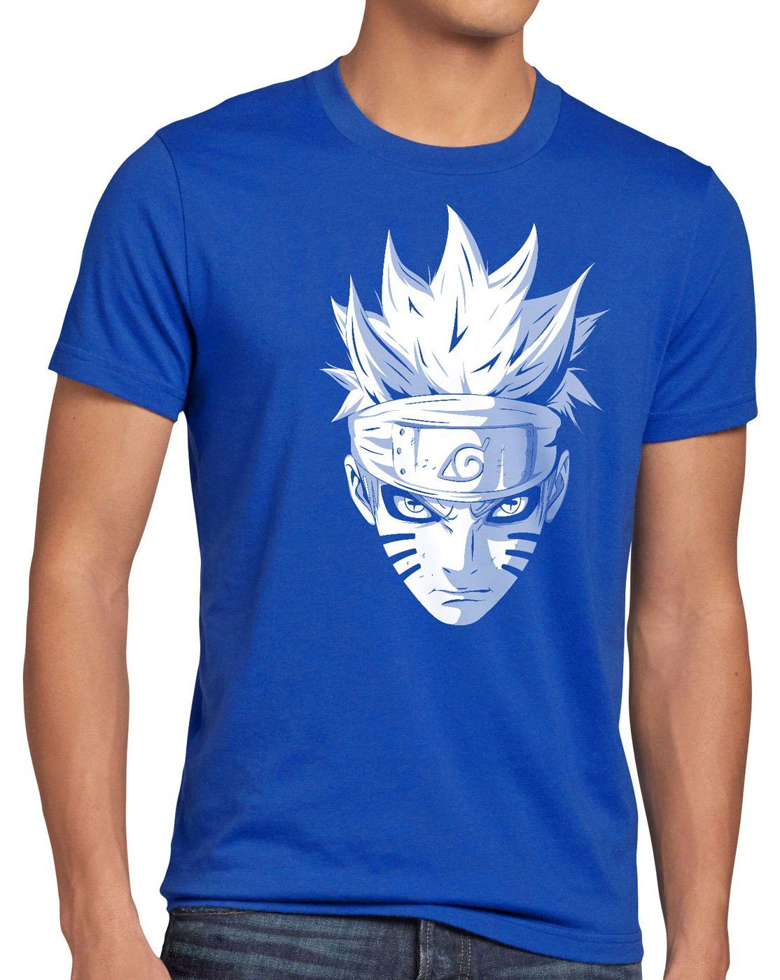 style3 Print-Shirt Herren T-Shirt Uzumaki Ninja kakashi hatake cosplay japan shippūden boruto serie blau