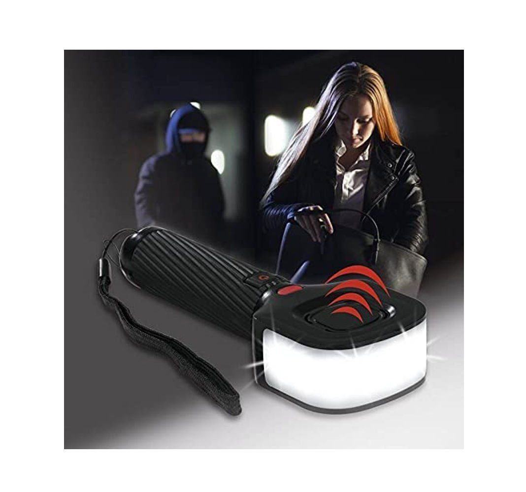 EASYmaxx mit LED Alarm Taschenlampe Security schwarz Blinken 180°,