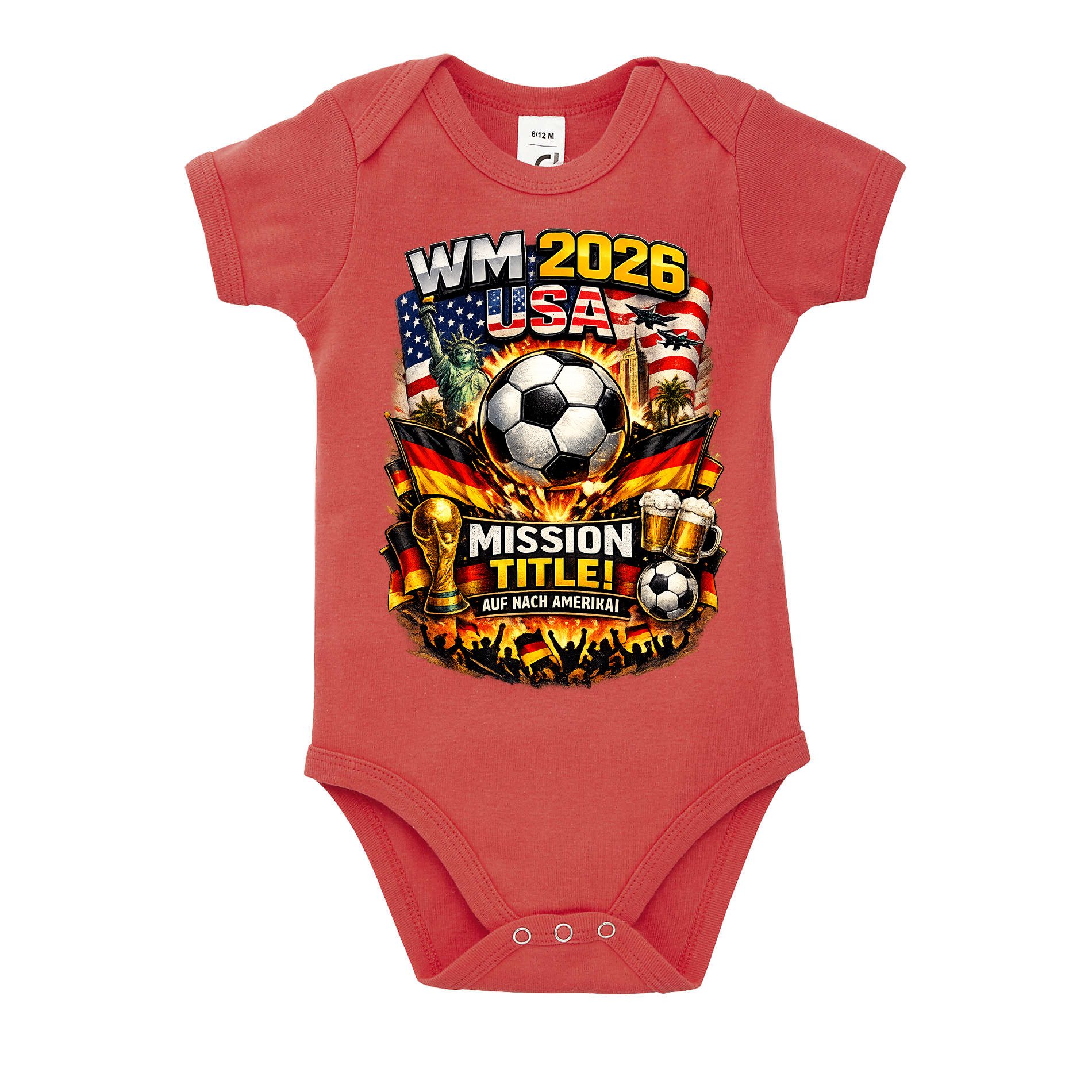 Blondie & Brownie Strampler Mini Stadionstar Baby Body 2026 Kollektion Baby Body Fußball WM 2026 USA Deutschland Fan Motiv Baumwolle