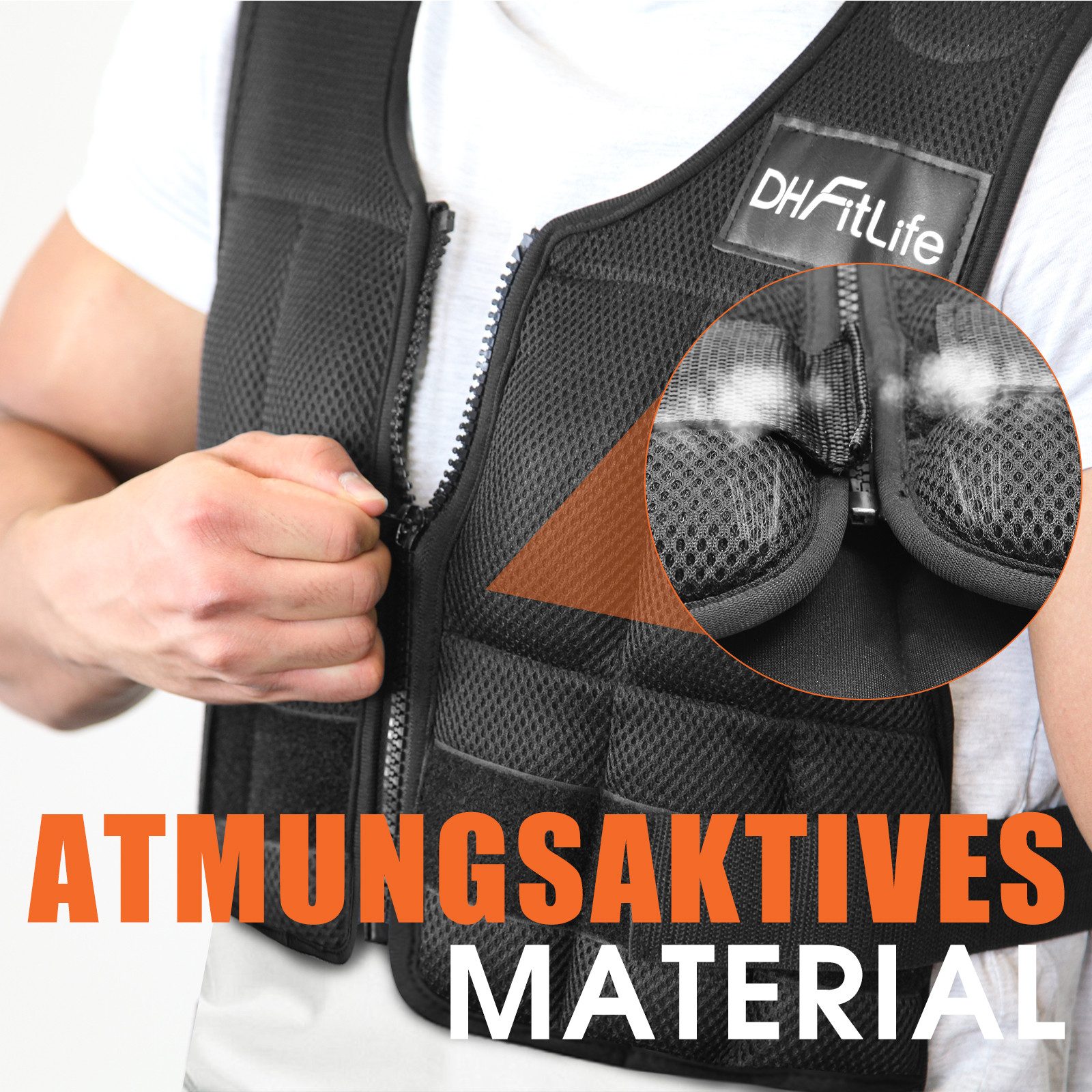 DH FitLife Gewichtsweste Verstellbar 10/20/30KG zum Muskelaufbau u. Krafttraining, (Weighted Vest, Laufweste), Laufweste Damen Herren, Fitness Trainingsweste