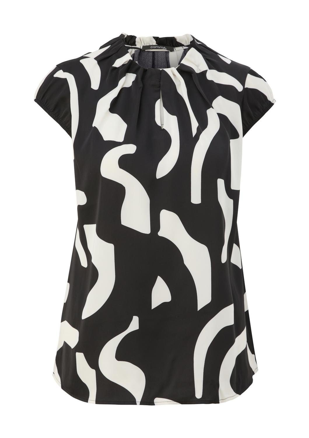 Comma Bluse Mit Raffung - Kurzärmelig & Mit Regulierbarem Saum Für Den Perfekten Sitz