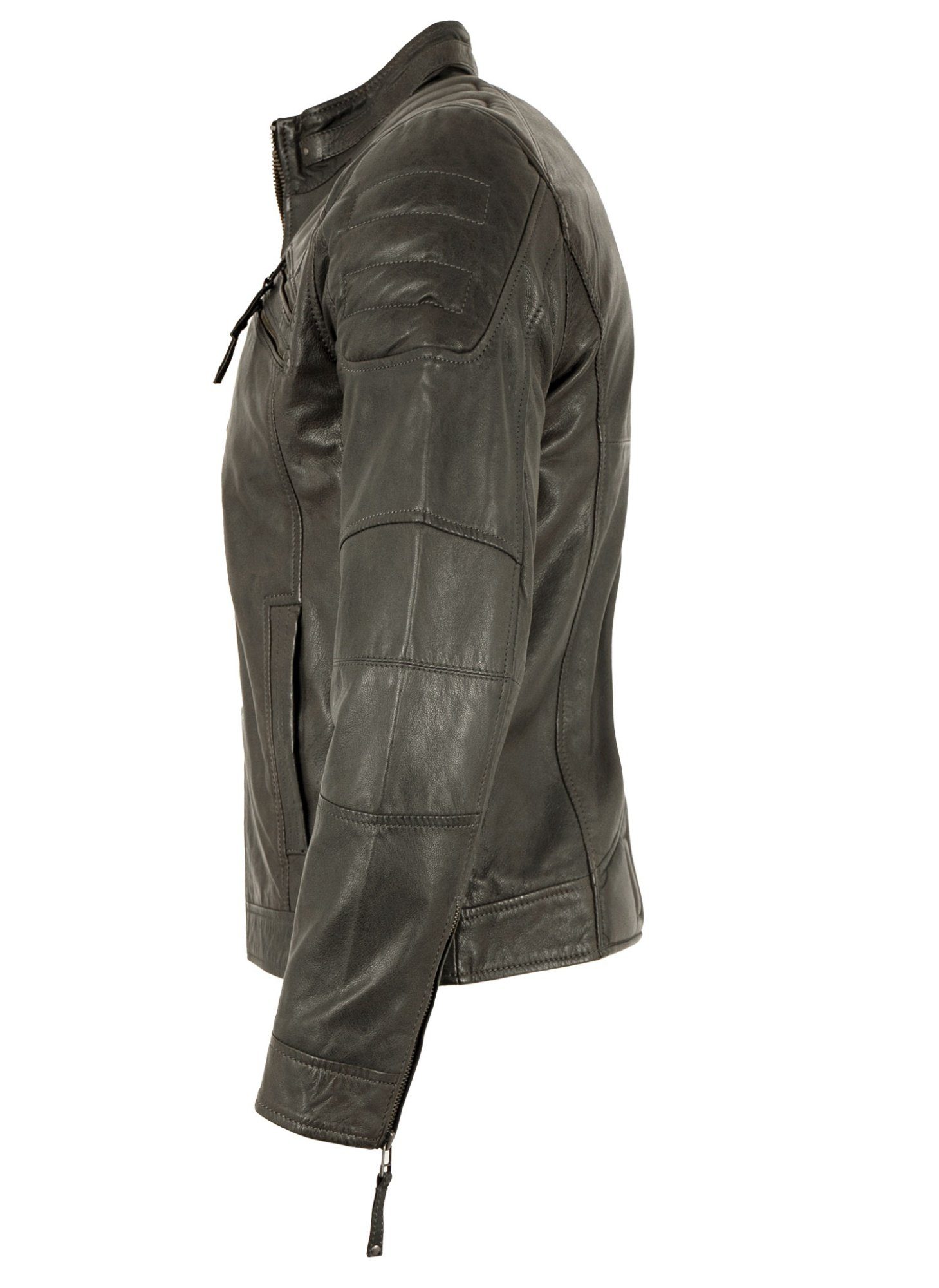 PUNCHBALL Lederjacke PB-501/M 3204-771 Punchball - Herren Lederjacke Bikerjacke Lammnappa dunkelgrau