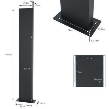 ECD Germany Standbriefkasten Standfuß Briefkastenanlage Briefkastenständer, mit Zeitungsfach Freistehend Anthrazit 170cm Weiß 37x105x365cm