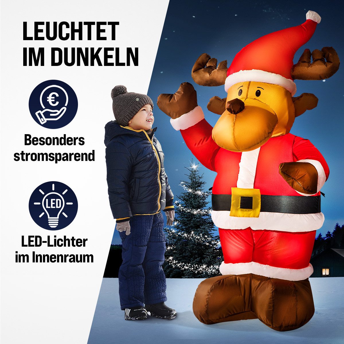 monzana Tierfigur, Aufblasbares Rentier 135cm LED Beleuchtet Befestigungsma günstig online kaufen
