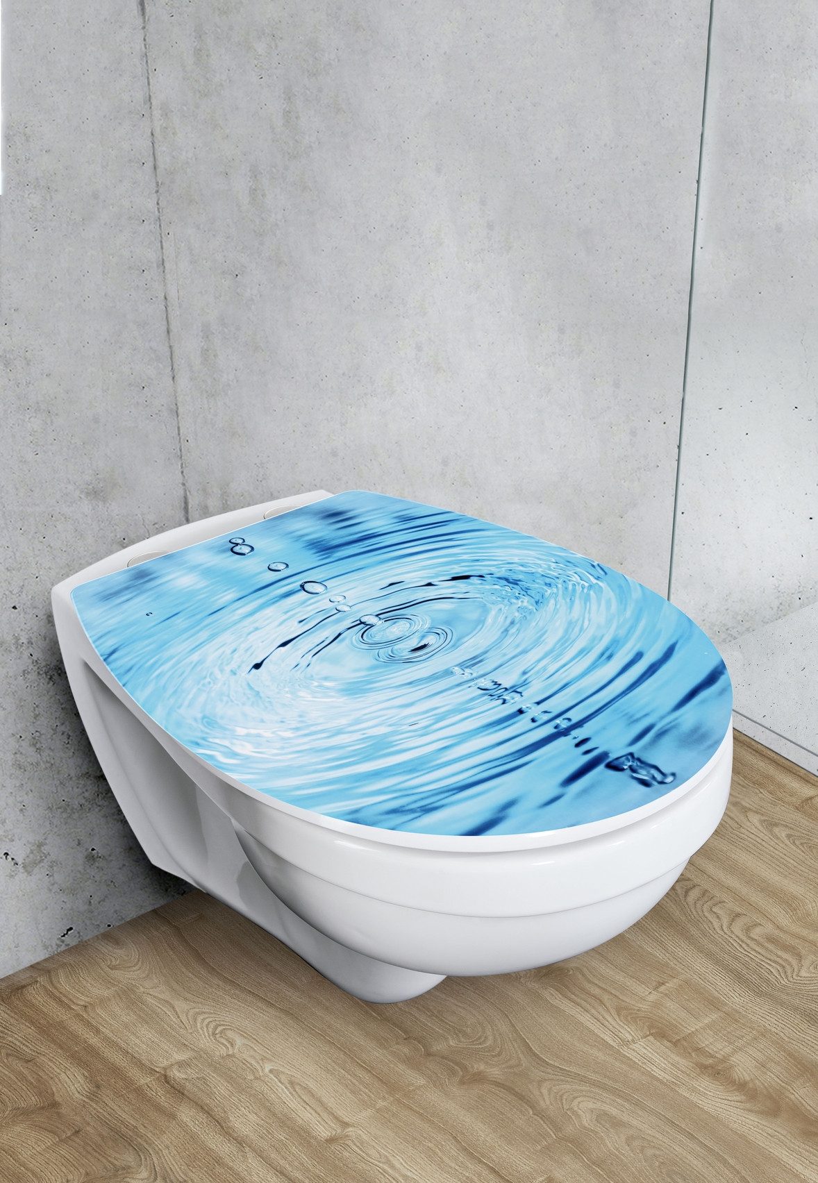 WENKO WC-Sitz Droplets, glänzender Toilettensitz aus Thermoplast mit Motiv, günstig online kaufen