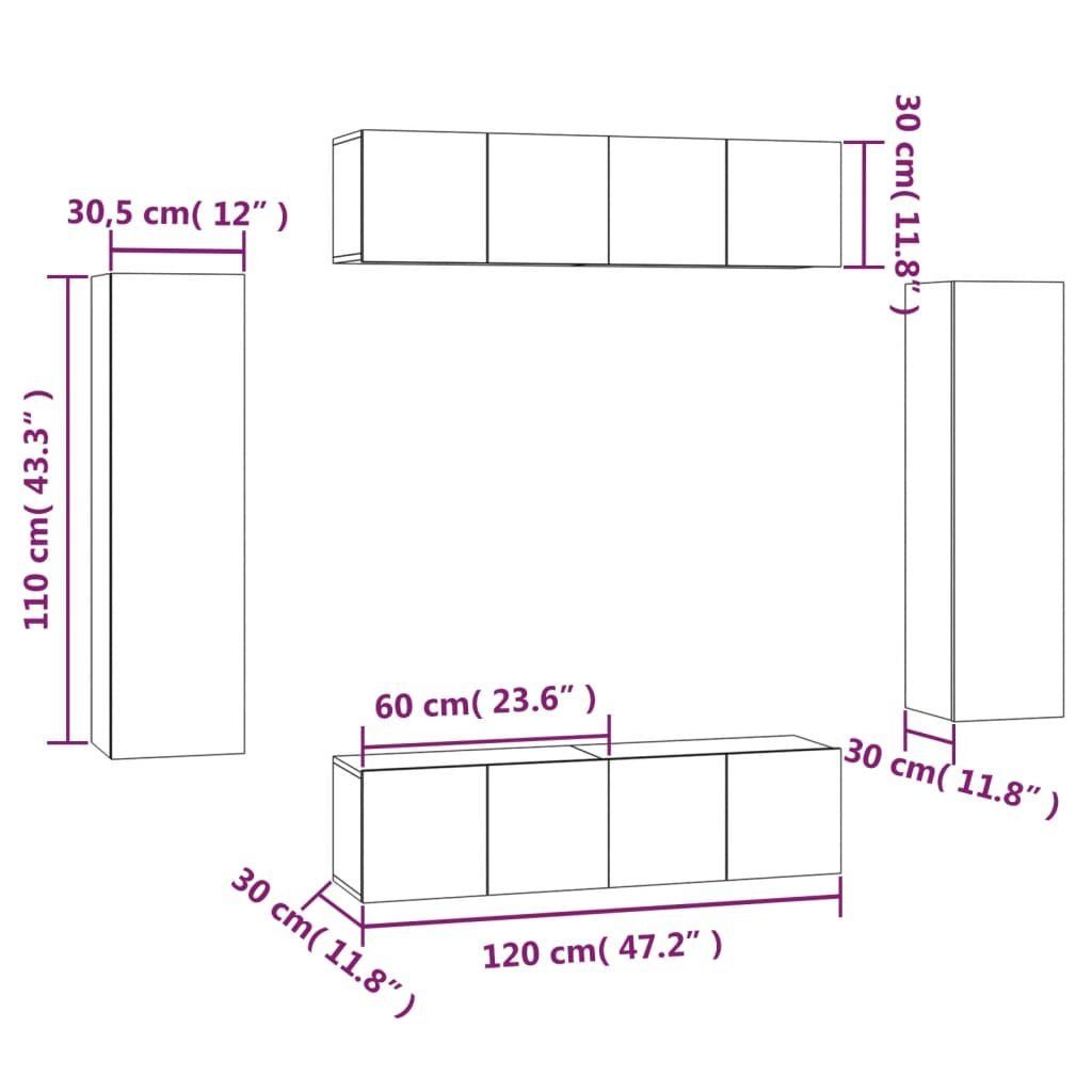 (6-St) vidaXL TV-Schrank-Set 6-tlg. Räuchereiche Holzwerkstoff TV-Schrank