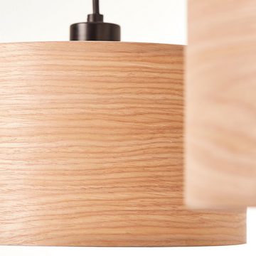 Lightbox Pendelleuchte, ohne Leuchtmittel, Hängelampe, 3 x E27, max. 52 W, Metall/Holz, hellbraun/schwarz