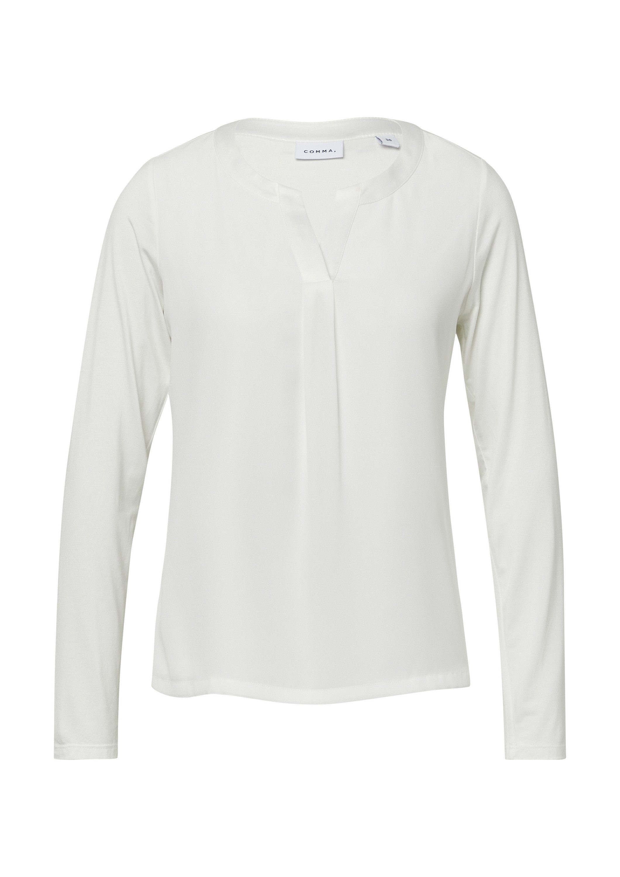 comma Langarmshirt T-Shirt Blusenshirt im Fabric-Mix