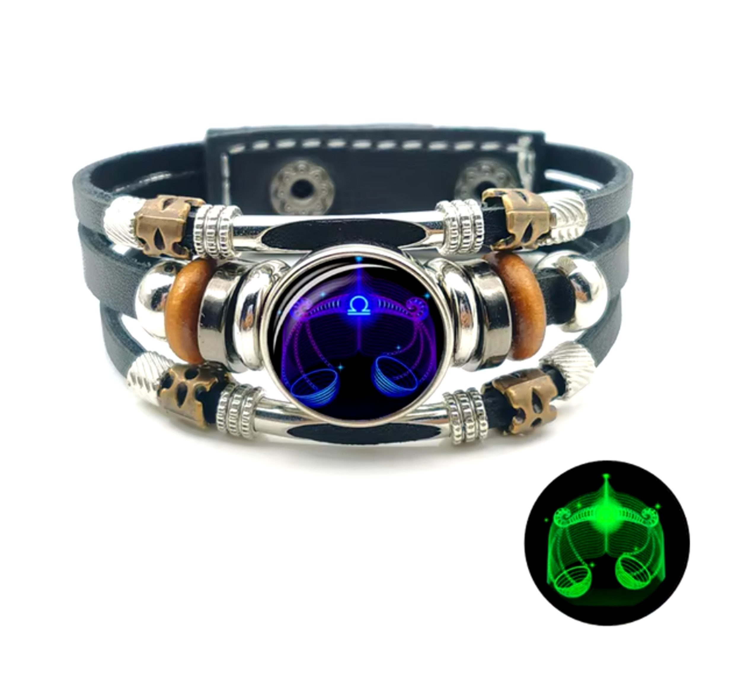 Stelby Armband mit Gravur Armband Sternzeichen Waage mit 3D Gravur im Glas (Weihnachtsgeschenk, Geburtstagsgeschenk, Valentinstaggeschenk, modern, minimalistisch), langlebig, pflegeleicht, unisex