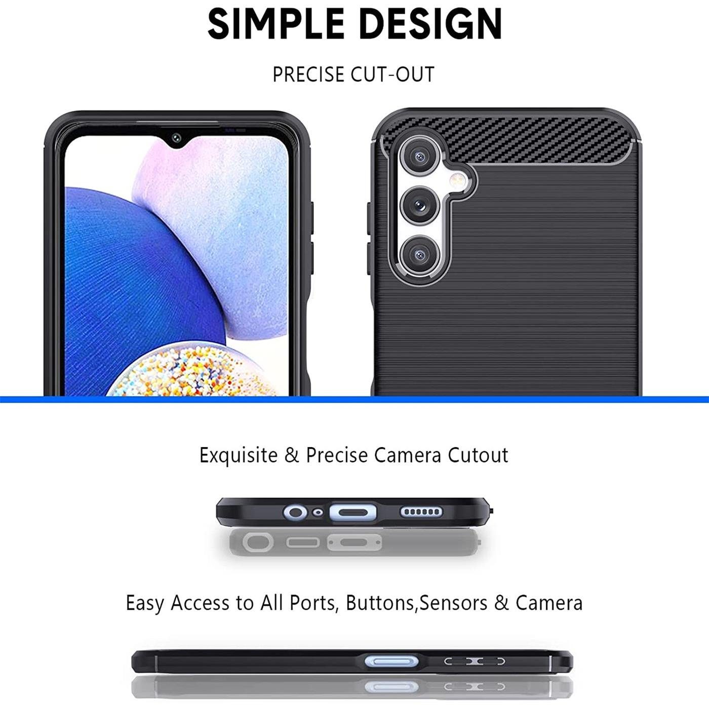 CoolGadget Handyhülle Carbon Handy Hülle für Samsung Galaxy A14 5G 6,8 Zoll, robuste Telefonhülle Case Schutzhülle für Samsung A14 5G Hülle