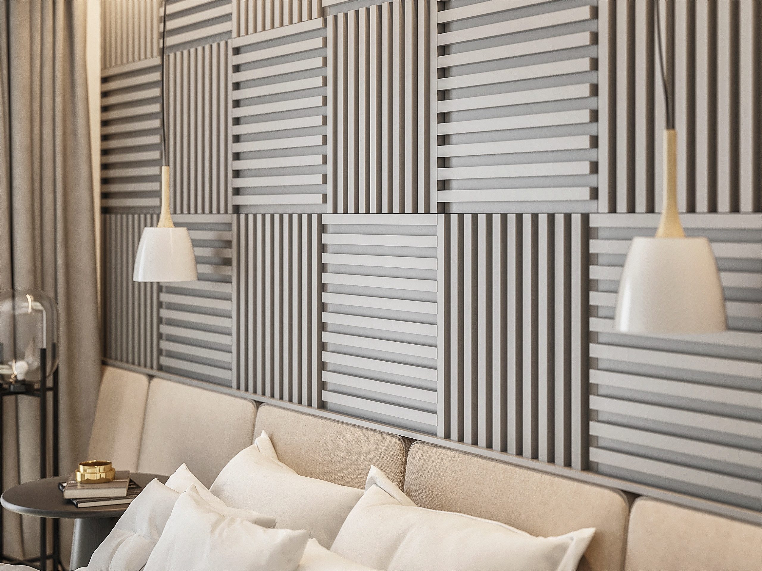 Mebano 3D Wandpaneel 6tlg. 40x40cm Akustikpaneele Lamellenpaneel Stilvoller Schallschutz, 1 qm, (6-tlg) einfache Montage, effektive Schalldämmung