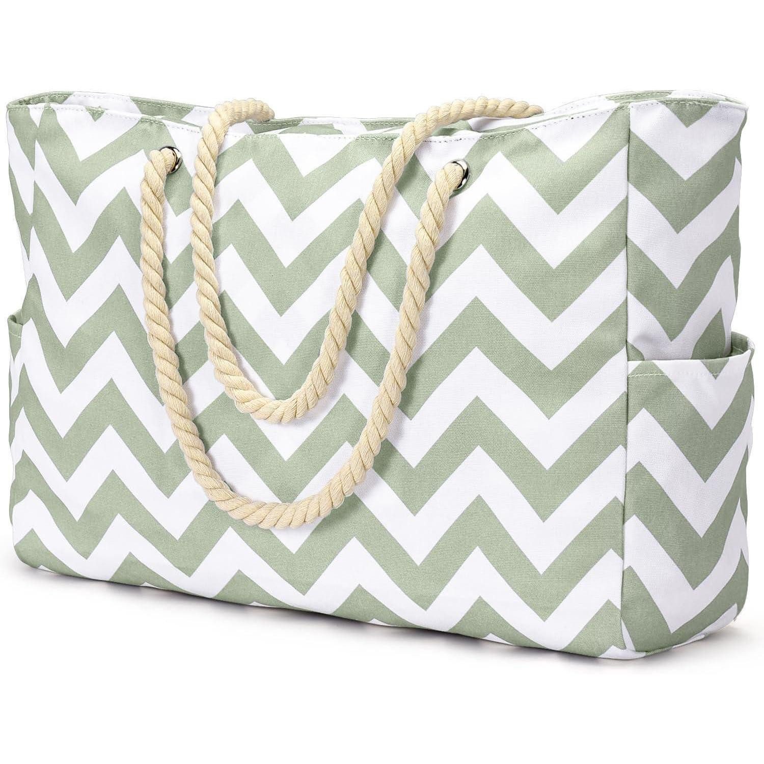 LuxusKollektion XL-Strandtasche Strandtasche Badetasche Shopper XXL Graugrüne Welle