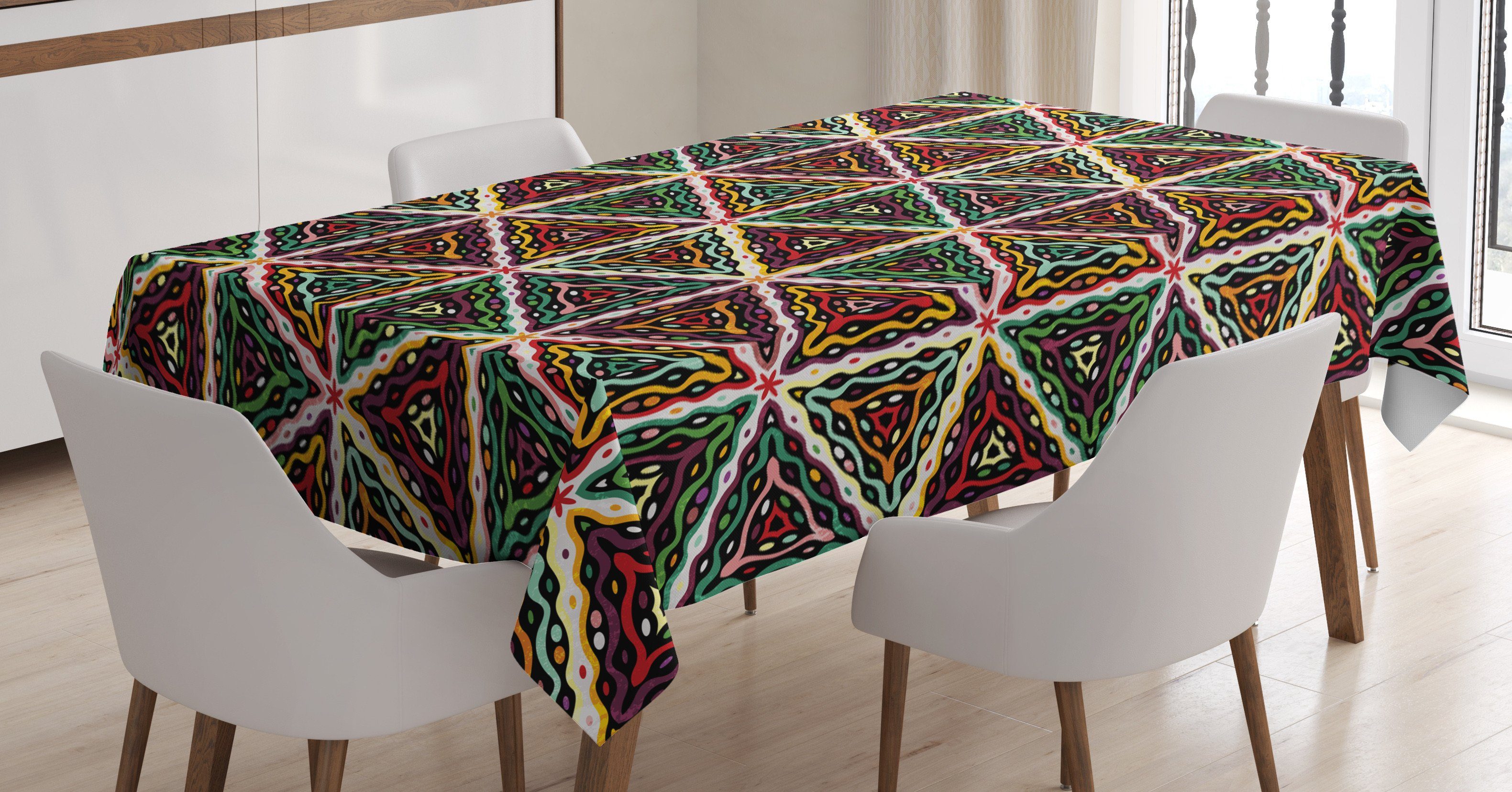 geeignet Abakuhaus Bereich afrikanisch den Klare Farben, Waschbar Für Außen Tischdecke Geometrisches Farbfest Grunge-Mosaik