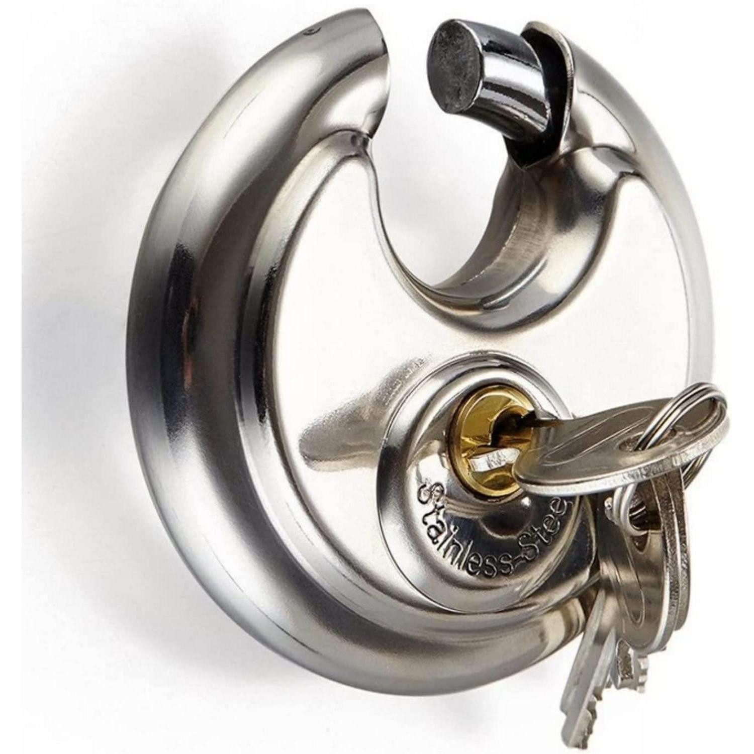 LuxusKollektion Vorhängeschloss Rundbügelschloss Edelstahl 9.5mm Wasserdicht Silber