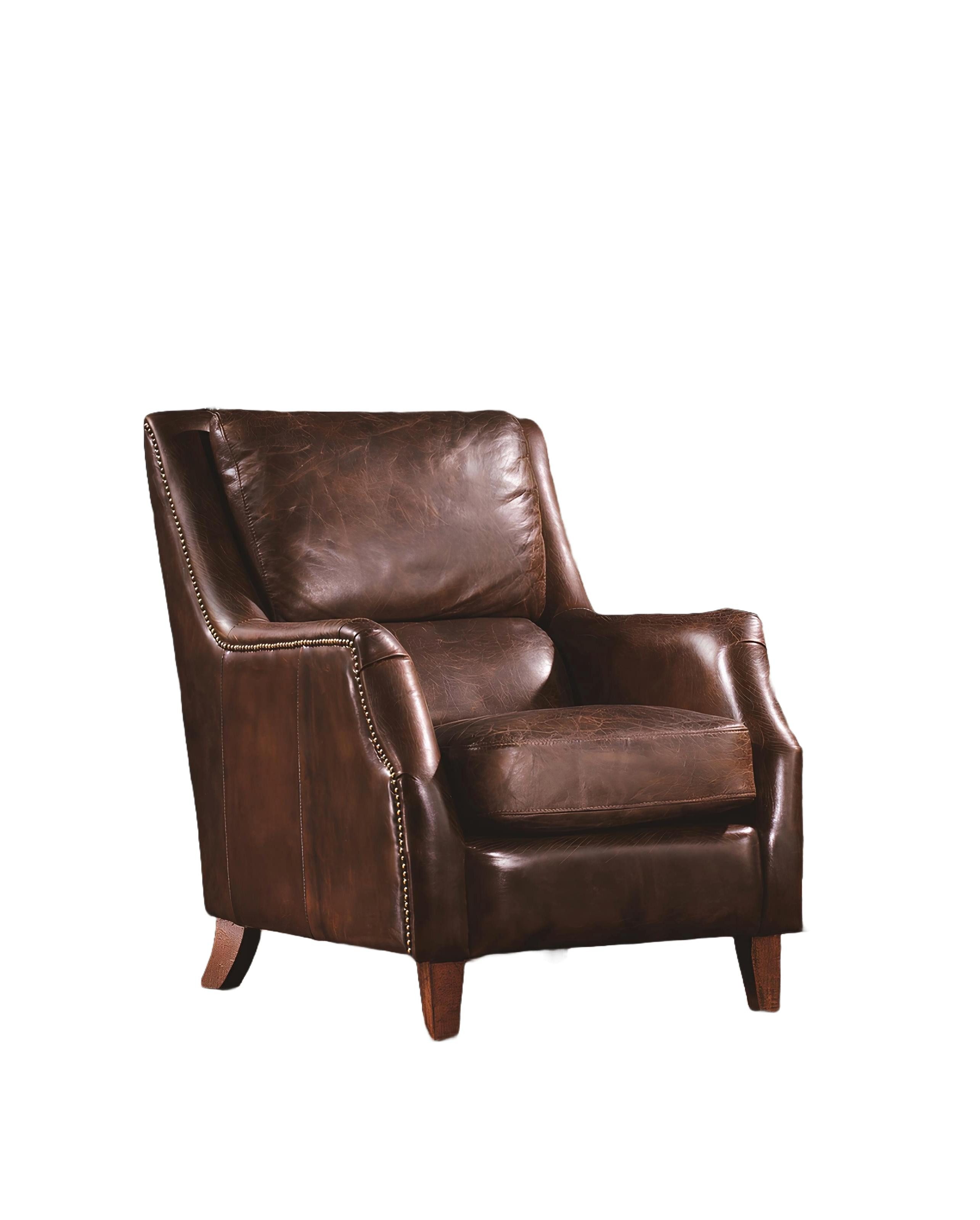 Sessel Neuer Vintage Echtleder Ohrensessel für das Wohnzimmer
