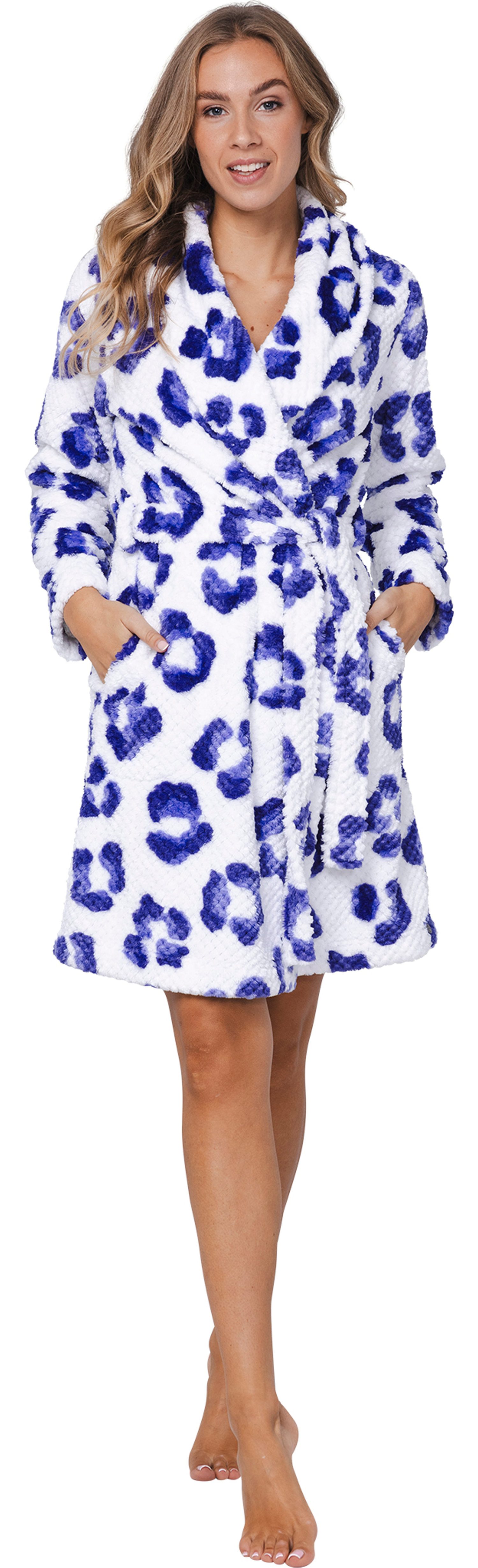 Rebelle Damenbademantel Damen Fleece Morgenmantel, Midi, Polyester, Schalkr günstig online kaufen