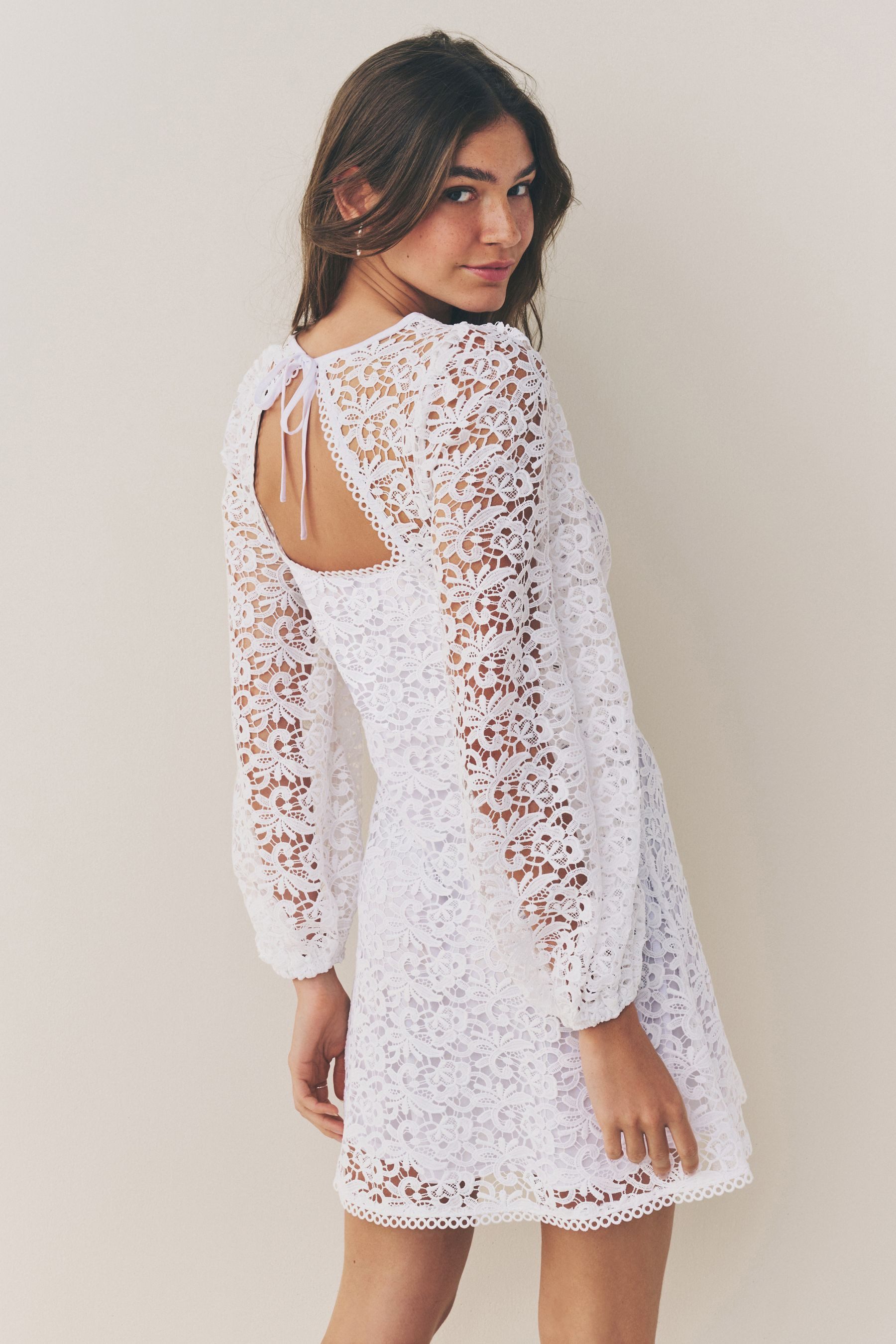 Next Spitzenkleid Langärmeliges A-Linien-Minikleid mit Spitze günstig online kaufen