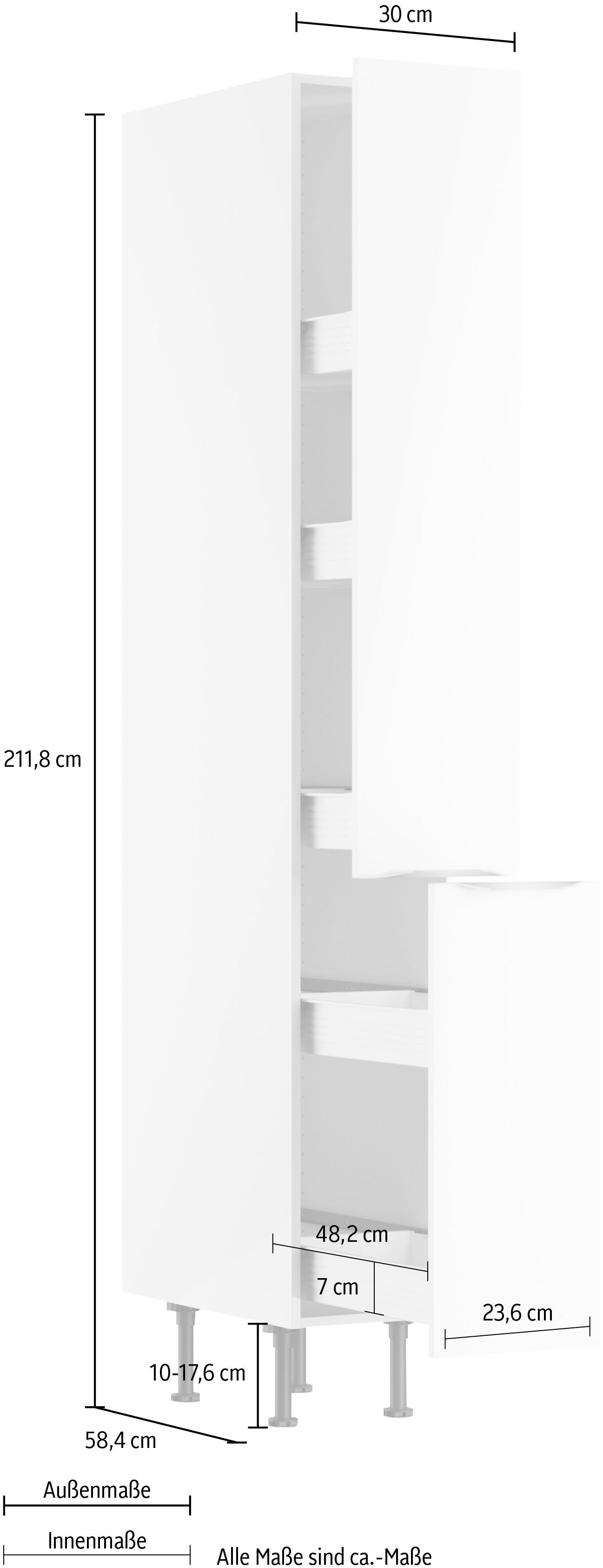 OPTIFIT Apothekerschrank Aken weiß weiß | Hochglanz-weiß