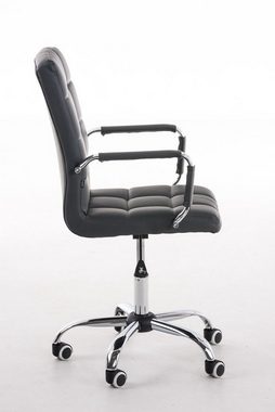 TPFLiving Bürostuhl Deal V2 mit bequemer Rückenlehne (Schreibtischstuhl, Drehstuhl, Konferenzstuhl, Chefsessel), Gestell: Metall chrom - Sitzfläche: Kunstleder grau