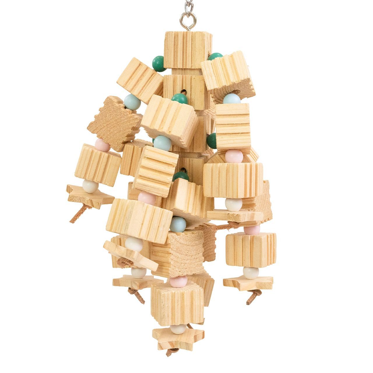 Happy Bird Vogelspielplatz Vogelspielzeug Cutie Fun Blocks, bunte Hängespiel mit Holzformen, 15 x 15 x 45 cm