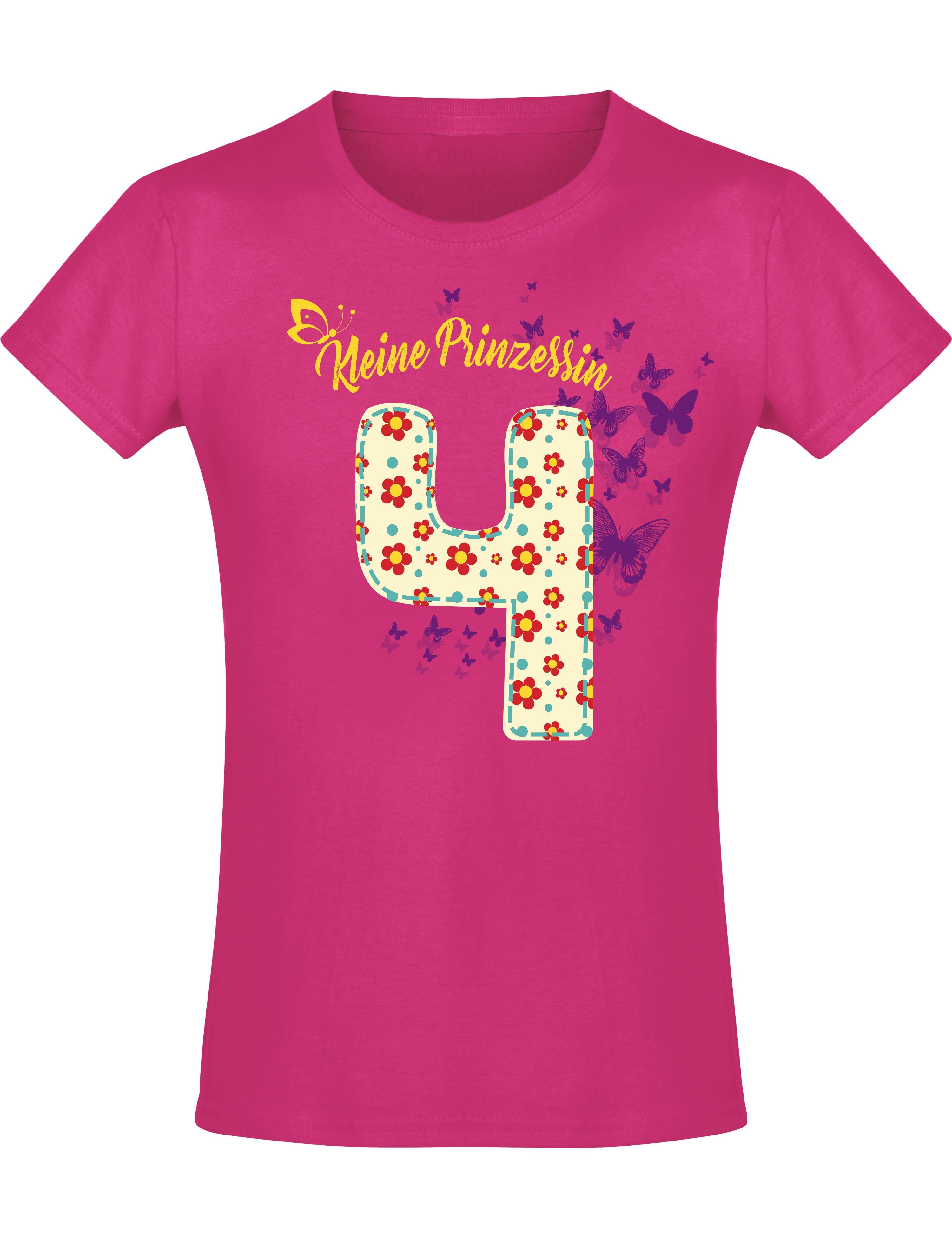 Print-Shirt Geburtstagsgeschenk für Mädchen: "4 Jahre mit Blumen"