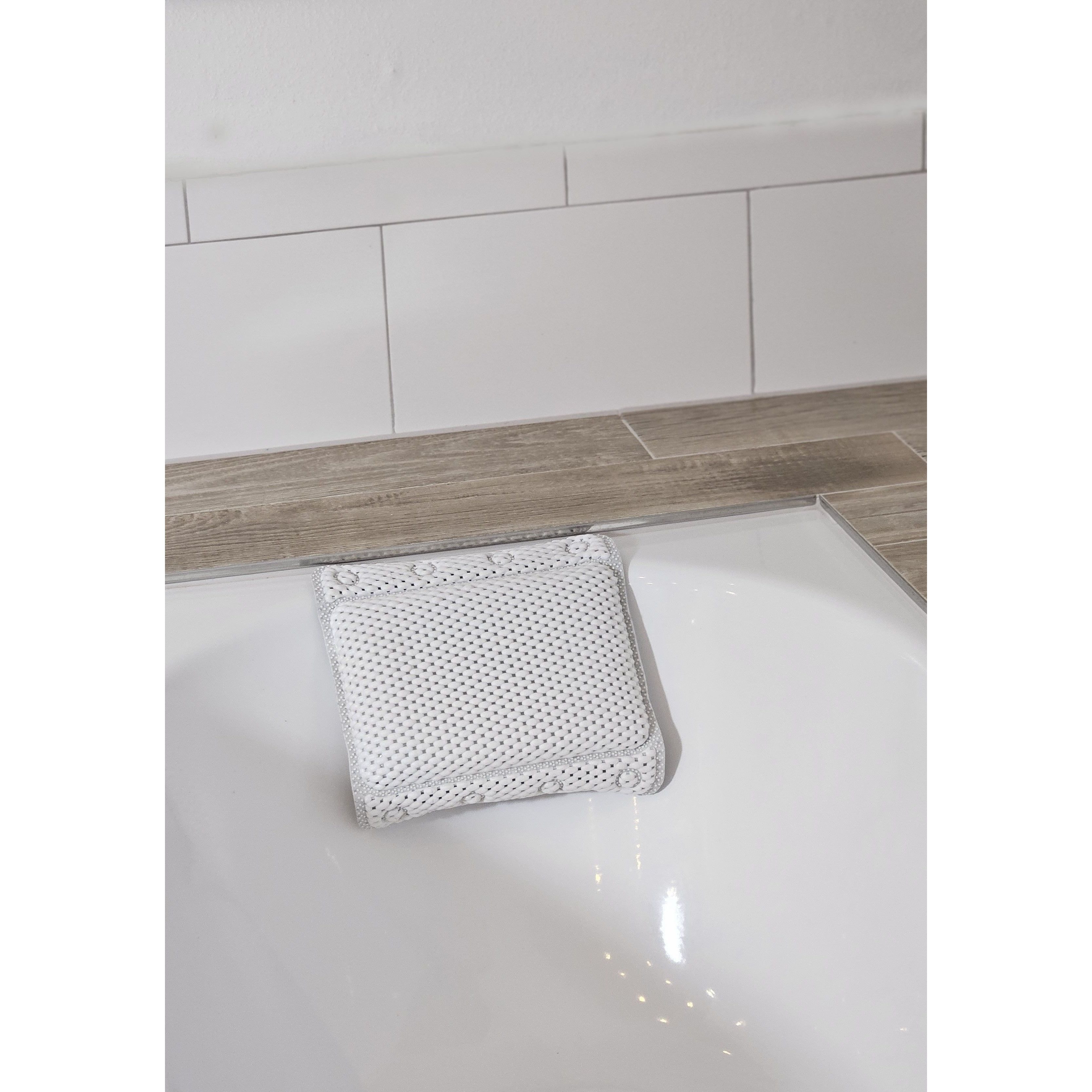 Meinposten Badewannenkissen Badekissen grau weiß blau mit Saugnäpfen Spa Wannenkissen, 1-tlg.